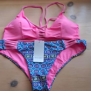 NWT pink/ blue bikini, size XL